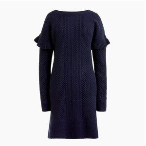 J.Crew Cable-knit ruffle-sleeve sweater-dress